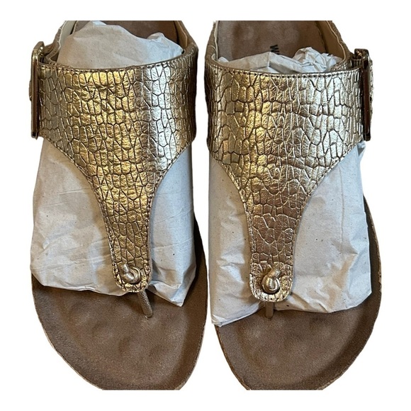 Walking Cradle Phoebe Sandal: Gold Metallic Crackle Leather/Cork Bottom - Picture 4 of 13